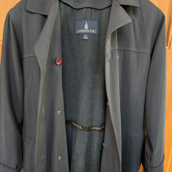 London Fog Vintage Women's Trench Rain Coat Lined Black size 8 - Picture 2 of 5
